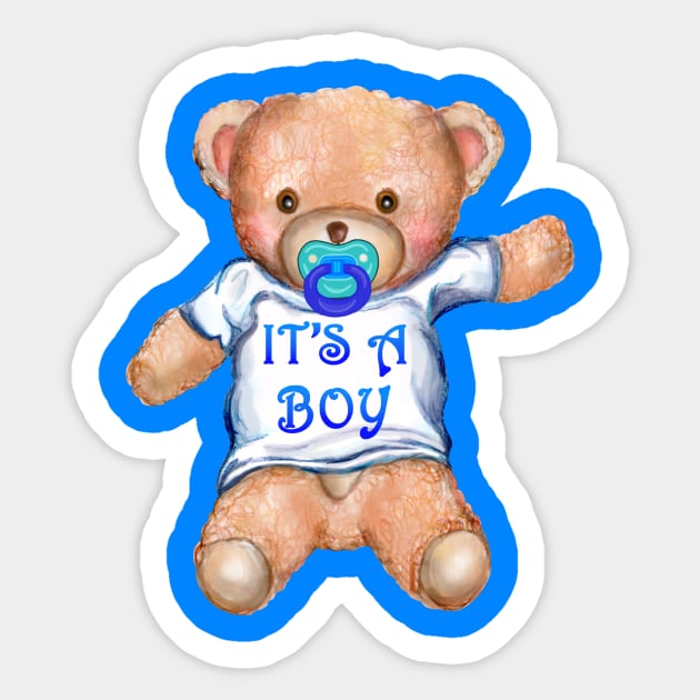 It s A Boy Teddy Bear with Pacifier Its A Boy Sticker TeePublic
